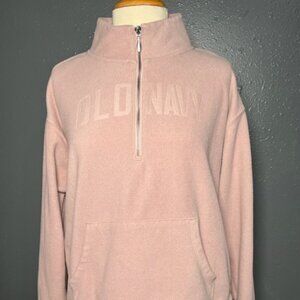 Old Navy Womens Lite Pink 1/4 Zip Fleece Pullover Sweater Jacket Size Small